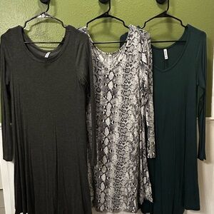 Stylish Long Sleeve Dress Trio